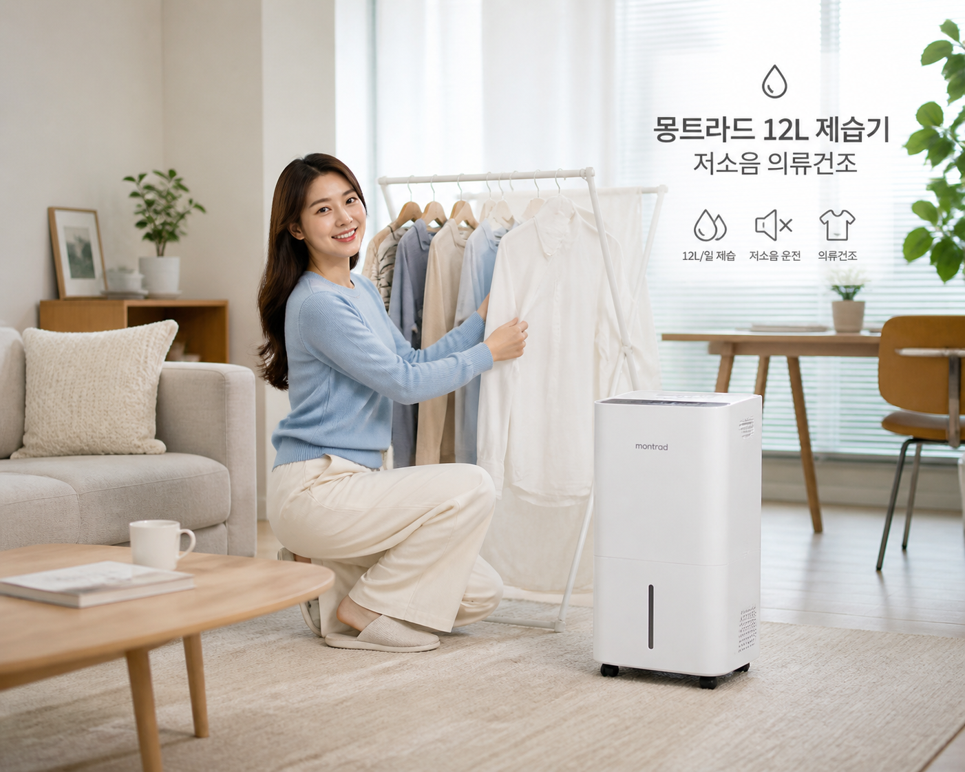 몽트라드 12L 제습기 저소음 의류건조 MDF-3012L